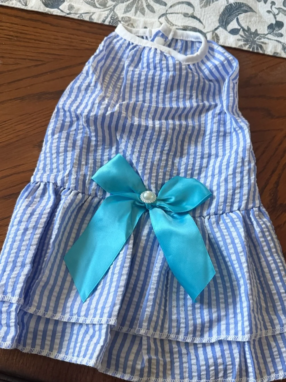 Dog's' Striped Sleeveless Dress with Blue Bow - Set of 2/size L  New
